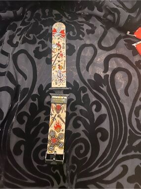 Stranger Things Tattoo-Print Watch Band in Cream, Red & Black